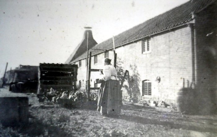 Margaret Wilkerson feeding hens
